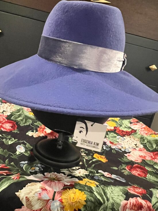 NWT Eugenia Kim Emmanuelle Wide Brim Wool Felt Fedora Hat Velvet Band